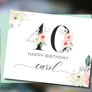 Custom 40th Birthday Card, Happy 40th Birthday for Daughter, Personalized Birthday Card for 40-Year-Old Woman, Christian 40th Birthday Card