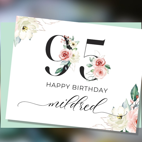 Custom 95th Birthday Card, Happy 95th Birthday Card for Mom, Personalized Birthday Card for 95-Year-Old, Christian 95th Birthday Card