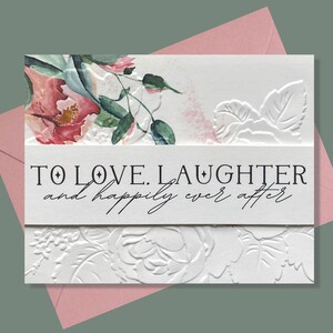 Custom Christian Wedding Card, Congratulations on Your Wedding, Floral Embossed Wedding Card, Personalized Happily Ever After Wedding Card