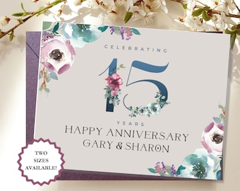 Custom Happy 15th Anniversary Card, Christian Anniversary Card, Celebrating 15 Years Card, Personalized 15th Anniversary Card Inside and Out