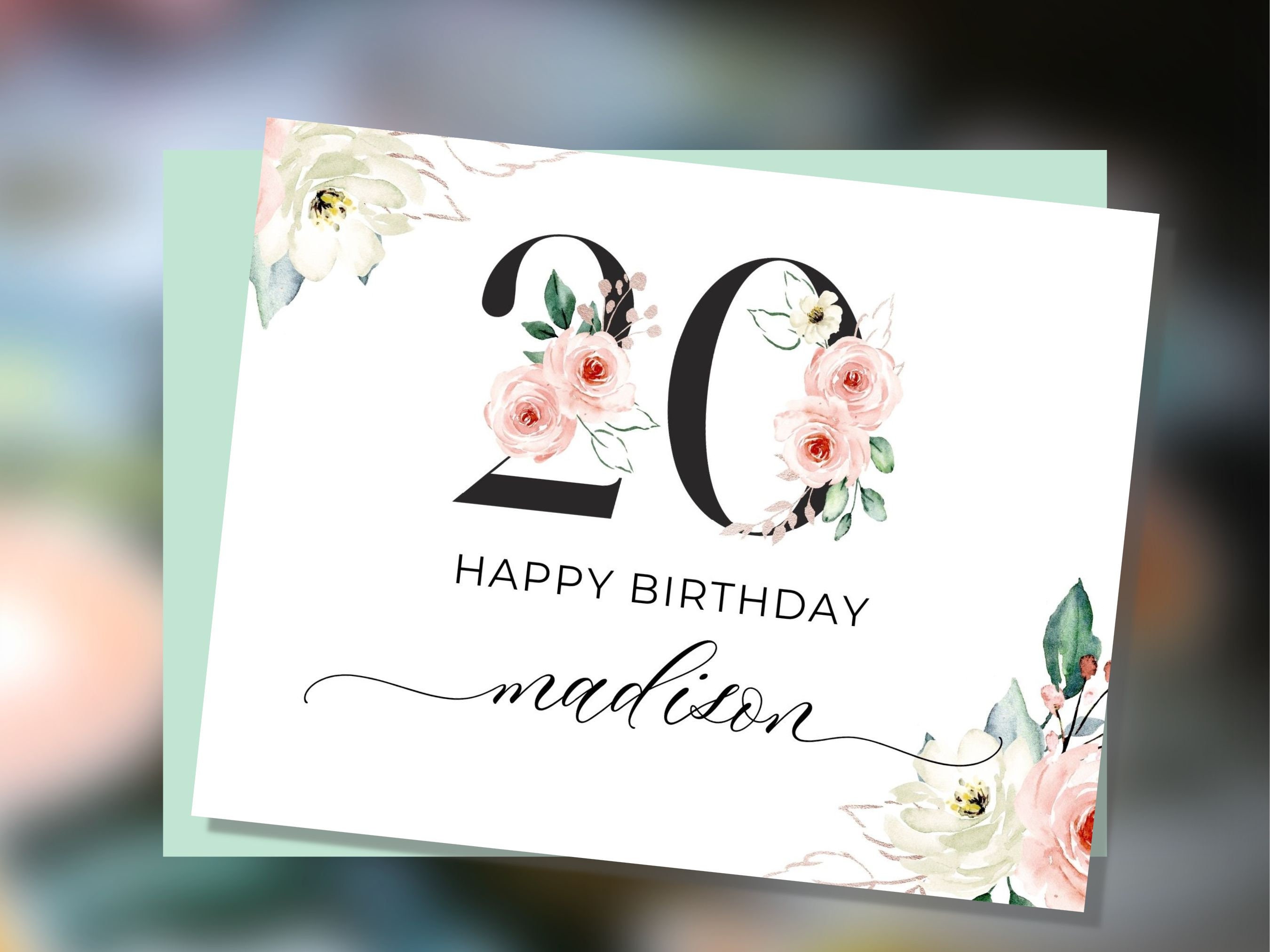 Custom 20th Birthday Card, Happy 20th Birthday for Daughter