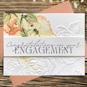 Custom Engagement Card, Congratulations on Your Engagement Card, 3D Floral Embossed Christian Engagement Card With Inside Message Option