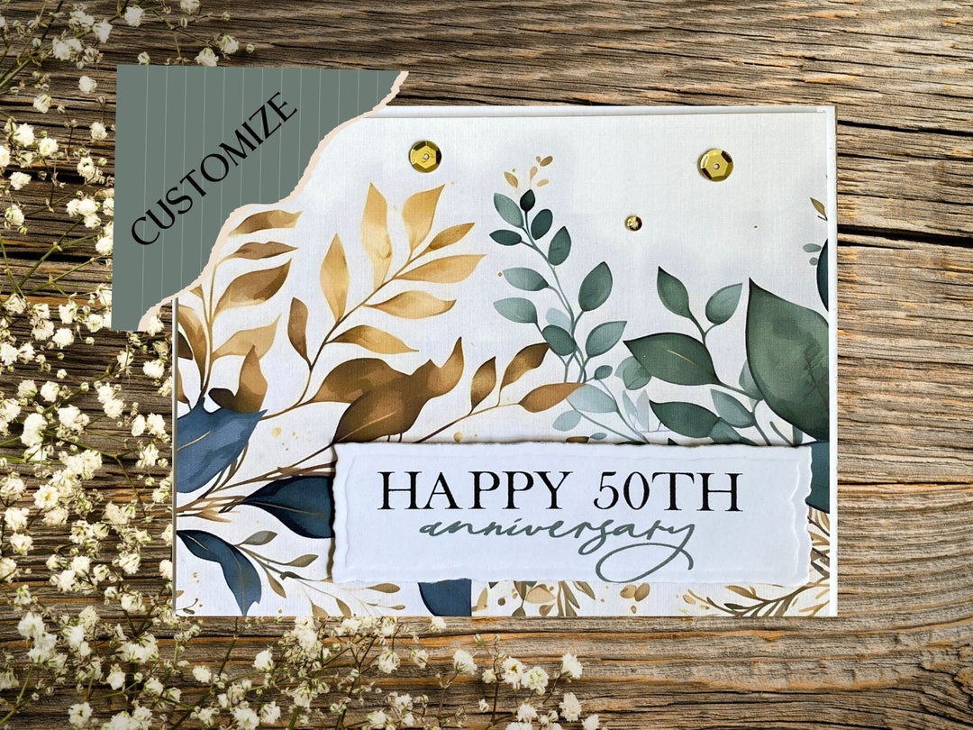Custom Christian Anniversary Card, Happy 50th Anniversary Card Inside ...