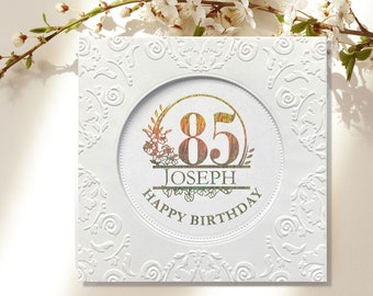 Personalized Foiled 85th Birthday Card, Happy 85th Birthday, Custom Birthday Card for 85-Year-Old, Handmade 85th Birthday Card With Name