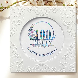 Personalized Foiled 100th Birthday Card, Happy 100th Birthday Card, Custom Birthday Card for 100-Year-Old, Handmade 100th Birthday Card