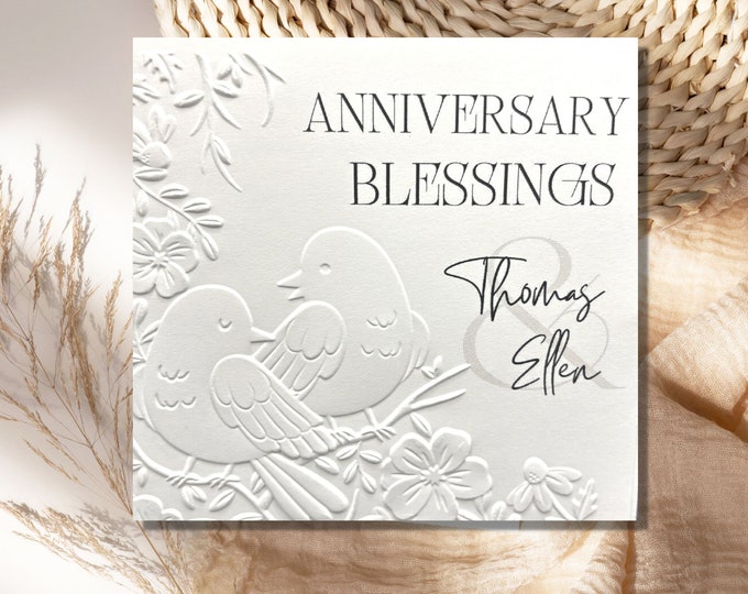 Anniversary Card - Lovebirds - Love Birds - Anniversary Gifts - Cute ...