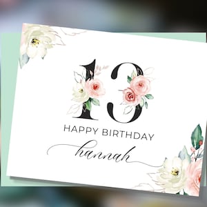 Custom 13th Birthday Card, Happy 13th Birthday to Daughter, Personalized Birthday Card for 13-Year-Old Teen, Christian 13th Birthday Card