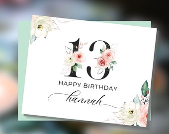 Custom 13th Birthday Card, Happy 13th Birthday to Daughter, Personalized Birthday Card for 13-Year-Old Teen, Christian 13th Birthday Card