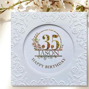 Personalized Foiled 35th Birthday Card, Happy 35th Birthday, Custom Birthday Card for 35-Year-Old, Handmade 35th Birthday Card With Name