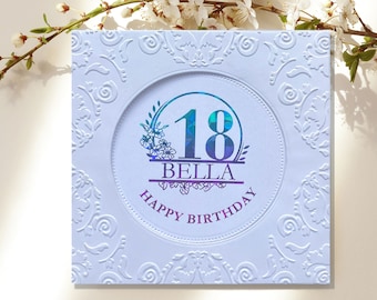 Personalized Foiled 18th Birthday Card, Happy 18th Birthday, Custom Birthday Card for 18-Year-Old, Handmade 18th Birthday Card With Name