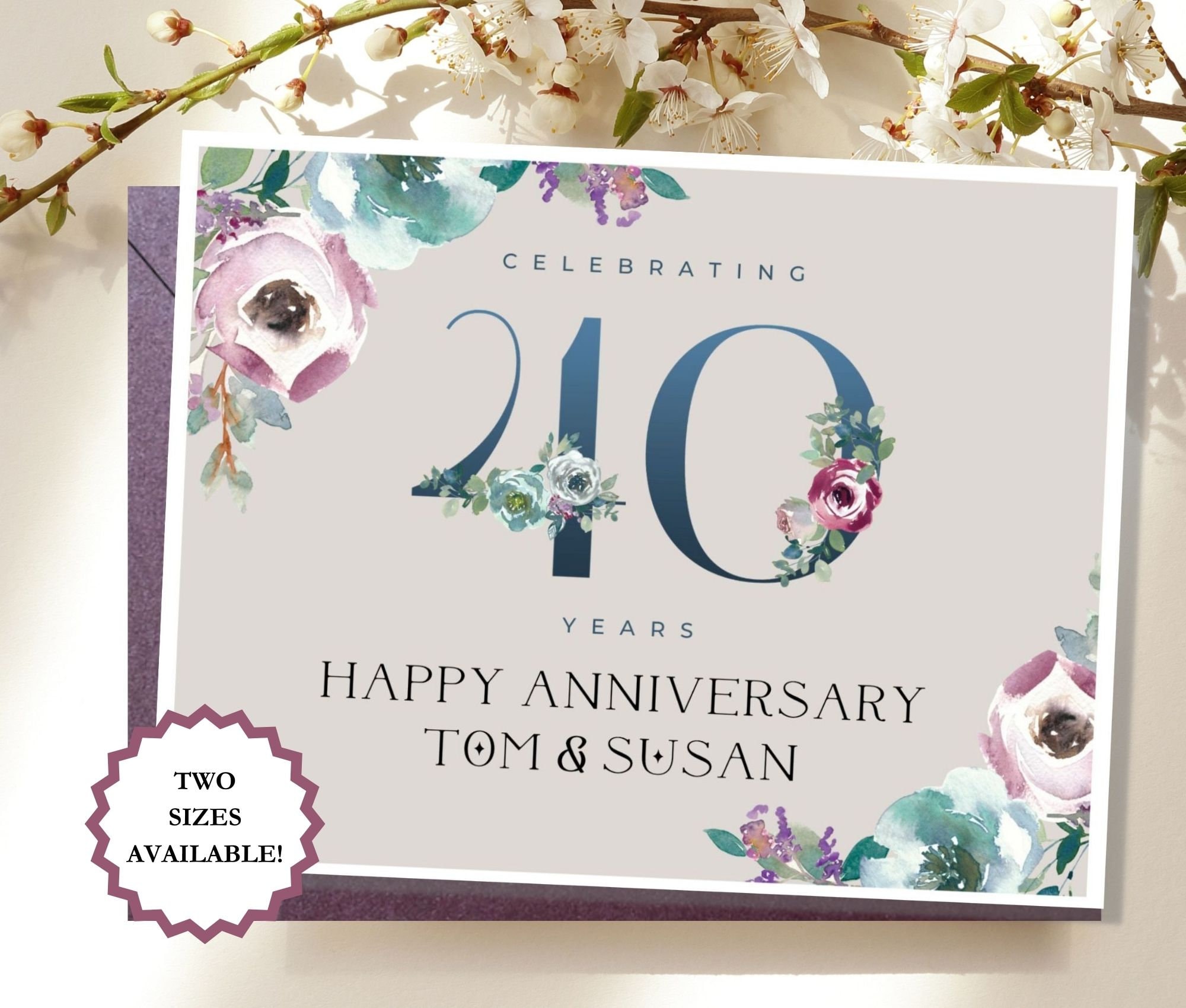 Happy 40th Anniversary Card, Custom Christian Anniversary Card, Celebrating  40 Years Card, Personalized Anniversary Card Inside and Out - Etsy, image size:2000x1700
