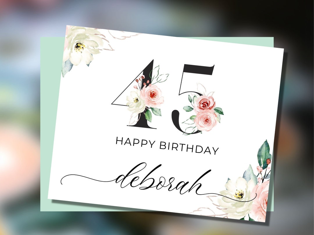 Custom 45th Birthday Card, Happy 45th Birthday for Daughter ...