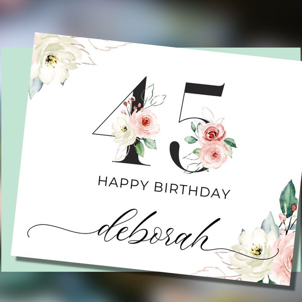 Custom 45th Birthday Card, Happy 45th Birthday for Daughter, Personalized Birthday Card for 45-Year-Old Woman, Christian 45th Birthday Card