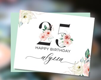 Custom 25th Birthday Card, Happy 25th Birthday for Daughter, Personalized Birthday Card for 25-Year-Old Woman, Christian 25th Birthday Card
