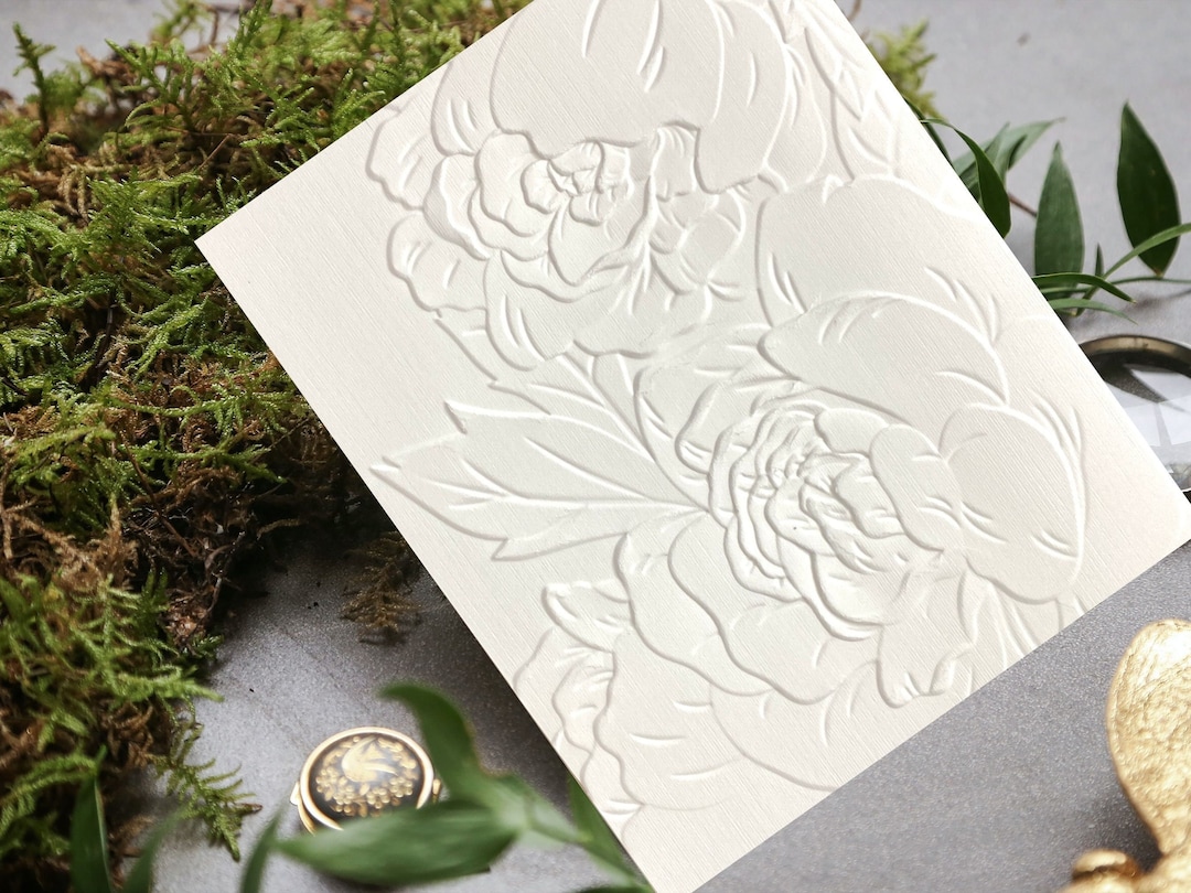 Embossed White Floral Note Card Set of 6 With Envelopes, Wedding Thank ...