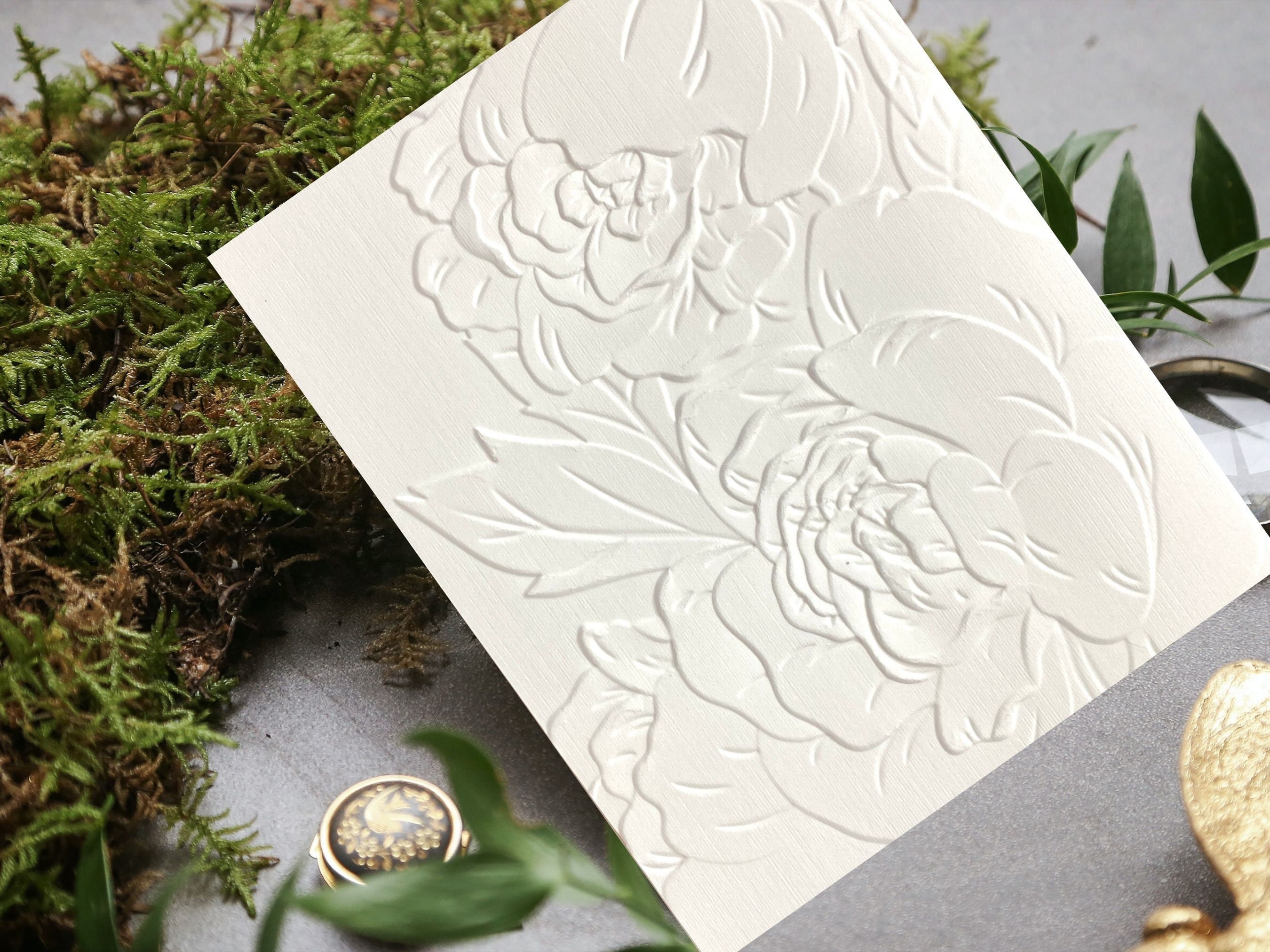 Embossed White Floral Note Card Set of 6 With Envelopes, Wedding Thank ...