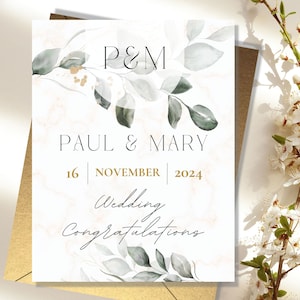 Personalized Monogram Wedding Card, Wedding Card to Newly Married Couple, Congratulations on Your Wedding, Custom Christian Wedding Card