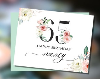 Custom 65th Birthday Card, Happy 65th Birthday Card for Mom, Personalized Birthday Card for 65-Year-Old Woman, Christian 65th Birthday Card