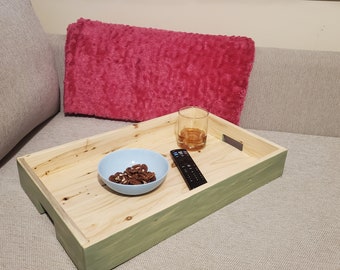 Wood serving tray from reclaimed wood stained rustic sage
