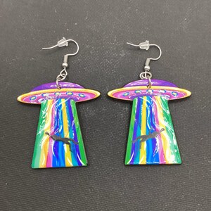 Colorful Alien Abduction Acrylic Earrings