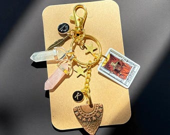 Pingente de zíper, chaveiro, chaveiro de carro, enfeite de bolsa com pedras naturais do signo de Libra, simbolizando amor próprio, clareza e manifestação. Presente exclusivo para librianos.