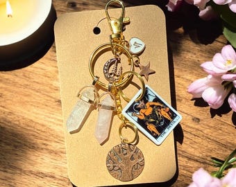 Capricorn Zodiac Sign, CAPRICORN Sign keychain/ Bag Charm, Capricorn Love Energy Crystals, The DEVIL Tarot Card, Capricorn Woman Jewelry
