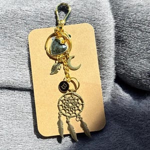 Labradorit Traumfänger Taschenanhänger, Schutz Kristall Taschenanhänger, personalisierte Anfangsbuchstaben Geschenk, Positive Energie Geschenk, Selbstfürsorge Geschenk
