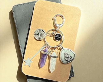 Conjunto de cristales de Escorpio, dije para bolso de Escorpio, llavero de Escorpio, joyería del signo zodiacal de Escorpio, cumpleaños de noviembre, regalo de octubre, cristales metafísicos
