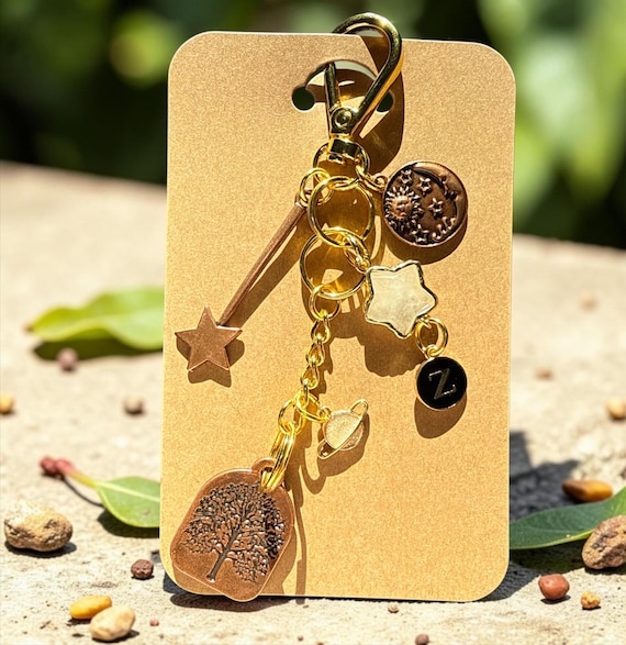 Star Quartz & Tree of Life, Purse Charm, Lucky Charm, Custom Initial…