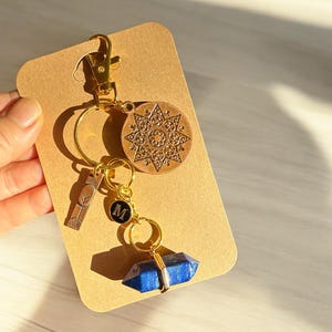 Mandala Taschenanhänger, natürliche Lapis Lazuli Schlüsselanhänger, Frau Geldbörse Charme, Positive Energie Geschenk, Achtsamkeit Geschenk, einzigartige Urlaub Geschenkideen