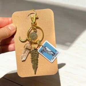 Mindfulness- vrede - spirituele verlichting - de HERMIT tarotkaart bedel sleutelhanger / tasbedel / hangende bedel, jubileum, verjaardagscadeaus