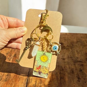 KLARHEIT - MANIFESTATION - SCHUTZ - TheMoon Tarot Karten Taschenanhänger, Auge Schlüsselanhänger, Naturquarz, Neuanfanggeschenk, Abschlussgeschenk