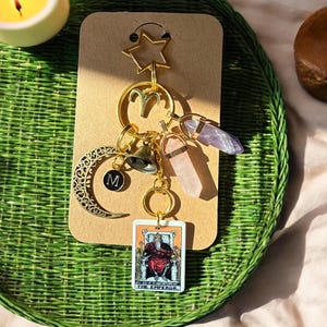 Charm de sac signe du zodiaque Bélier, porte-clé signe du bélier, lettre initiale personnalisée Bélier, cadeau unique, cadeau d'équilibre énergétique d'Aires, anniversaire d'Aires