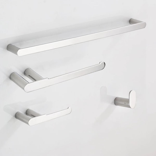 Bathroom Towel Rail Toilet Paper Holder Hand Towel Roll holder Bath Wall Mounted Curved Silver Stainless Steel Bathroom Accessories