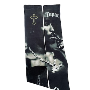 2pac Rauchkreuz Sublimationsdruck König Crew Socken Legende Hip-Hop