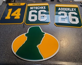 PACKERS retired numbers set of Any 6 players also Lombardi included 3D sign ART Green Bay  unique  football team  QB 3-D Love Rams Raiders