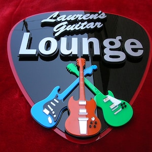 GUITAR 3D ART new custom Fender Gibson Smith stratocaster music room recording studio wall decor bass drums band contemporary abstract immagine 5