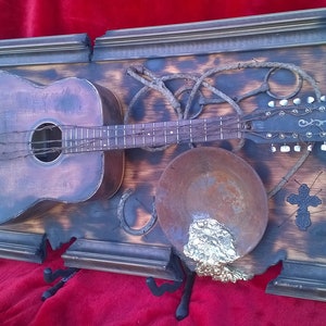 GUITAR 3D ART new custom Fender Gibson Smith stratocaster music room recording studio wall decor bass drums band contemporary abstract immagine 2