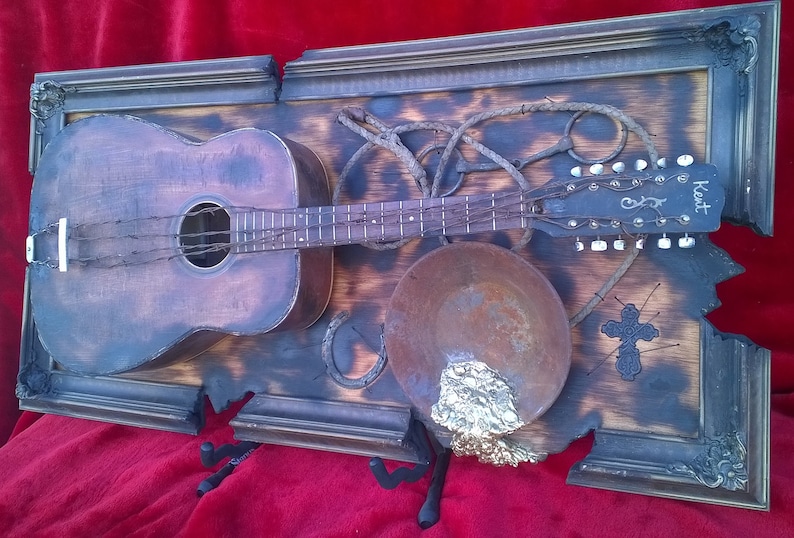 GUITAR 3D ART new custom Fender Gibson Smith stratocaster music room recording studio wall decor bass drums band contemporary abstract immagine 2