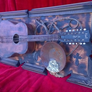 GUITAR 3D ART new custom Fender Gibson Smith stratocaster music room recording studio wall decor bass drums band contemporary abstract immagine 1