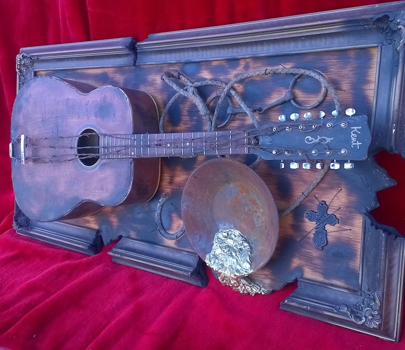 GUITAR 3D ART new custom Fender Gibson Smith stratocaster music room recording studio wall decor bass drums band contemporary abstract immagine 1