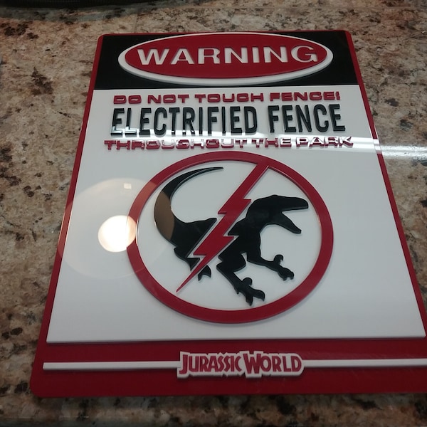 Jurassic Signs Electric Fence Etsy