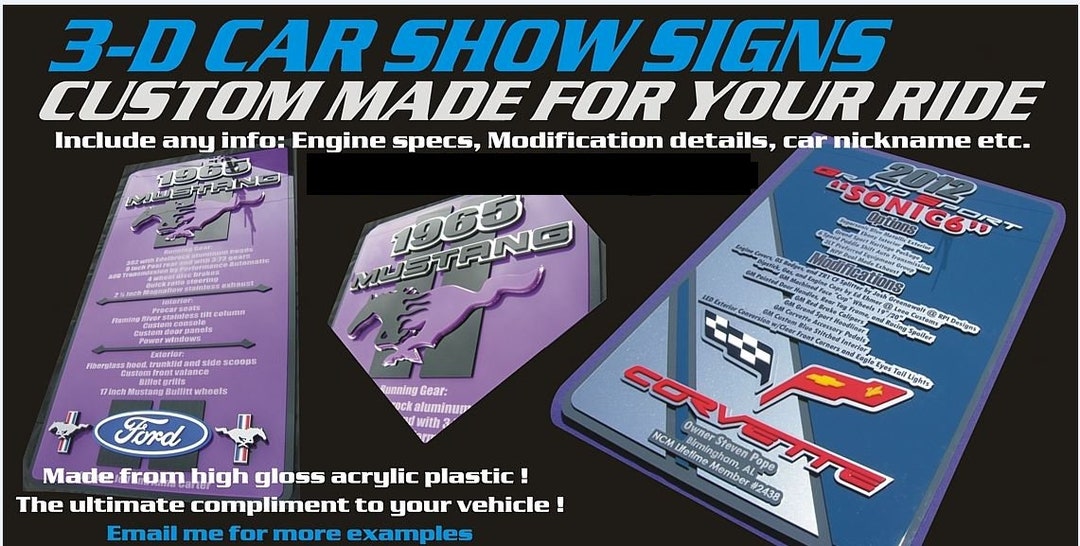 CAR SHOW 3D Sign Art for Events Awards Garage Man Cave Display Cars ...