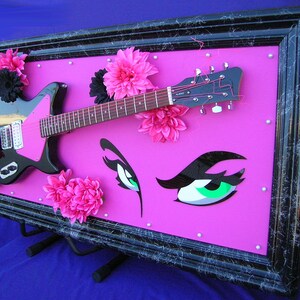 GUITAR 3D ART new custom Fender Gibson Smith stratocaster music room recording studio wall decor bass drums band contemporary abstract immagine 7