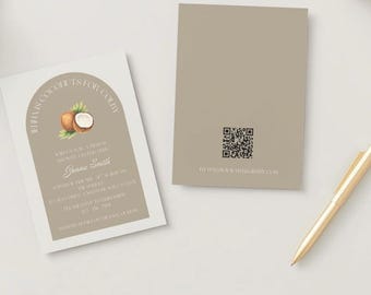 Tropical Coconut Bridal Shower Invitation | Arch Template (Digital Download)