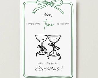 Martini Bridesmaid Proposal Card Template | Editable Maid of Honor Canva Card