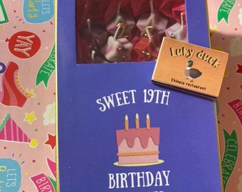 Sweet 19 candle box 16 Wishes Candle Box Gold tin Lucky duck matchbox Abby Jensen sweet nineteenth sweet nineteen wishes