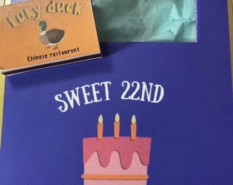 Sweet 22 candle box 16 Wishes Candle Box Gold tin Lucky duck matchbox Abby Jensen sweet twenty two sweet 22 birthday gifts