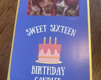 16 Wensen Kaarsendoosje Goudtin Sweet 16 cadeau-ideeën Sweet Sixteen feestartikelen Verjaardagskaarsen Herbruikbaar Goudkleurig metalen blikje Gelukseend luciferdoosje