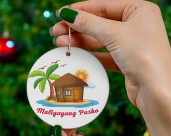 Personalized Philippine Island Ceramic Christmas Ornament, Tropical Island Ornament, Islanders Ornament, Beach Ornament, Maligayang Pasko